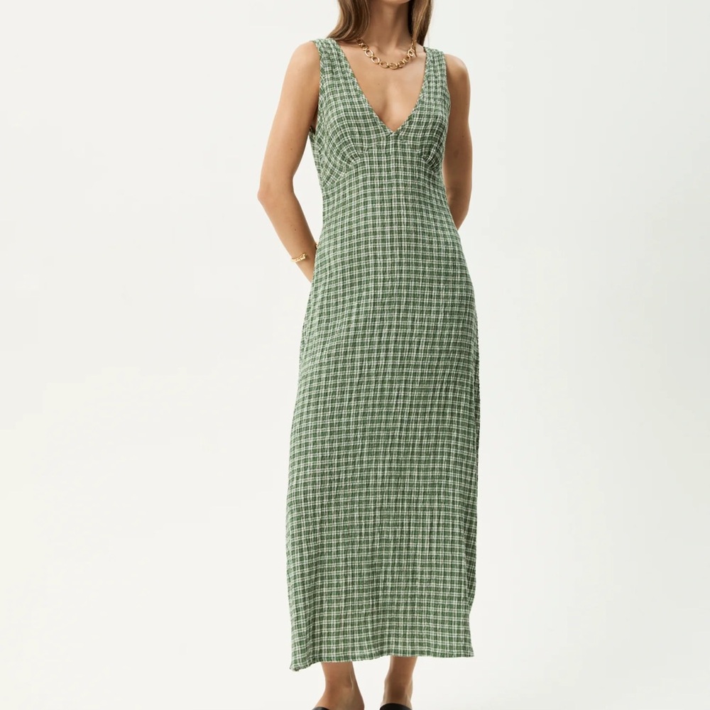 AFENDS Green Checkered Sleeveless Dress